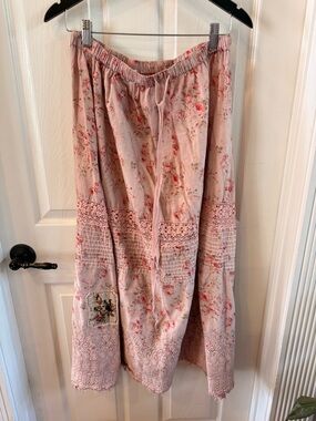 Magnolia Pearl Pink Floral Lace Tiered Maxi Skirt